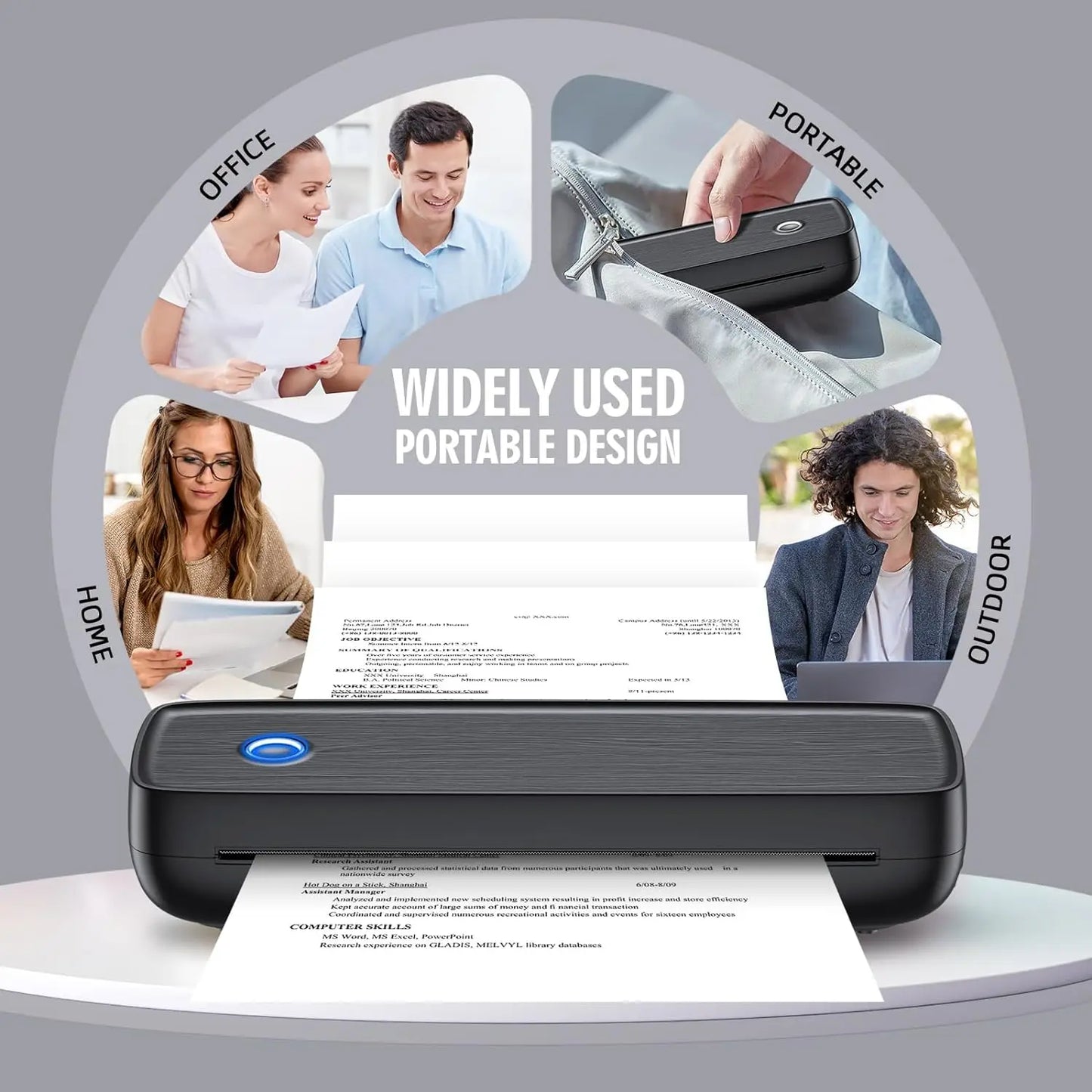 Printer , Portable Wireless Bluetooth Thermal Inkless