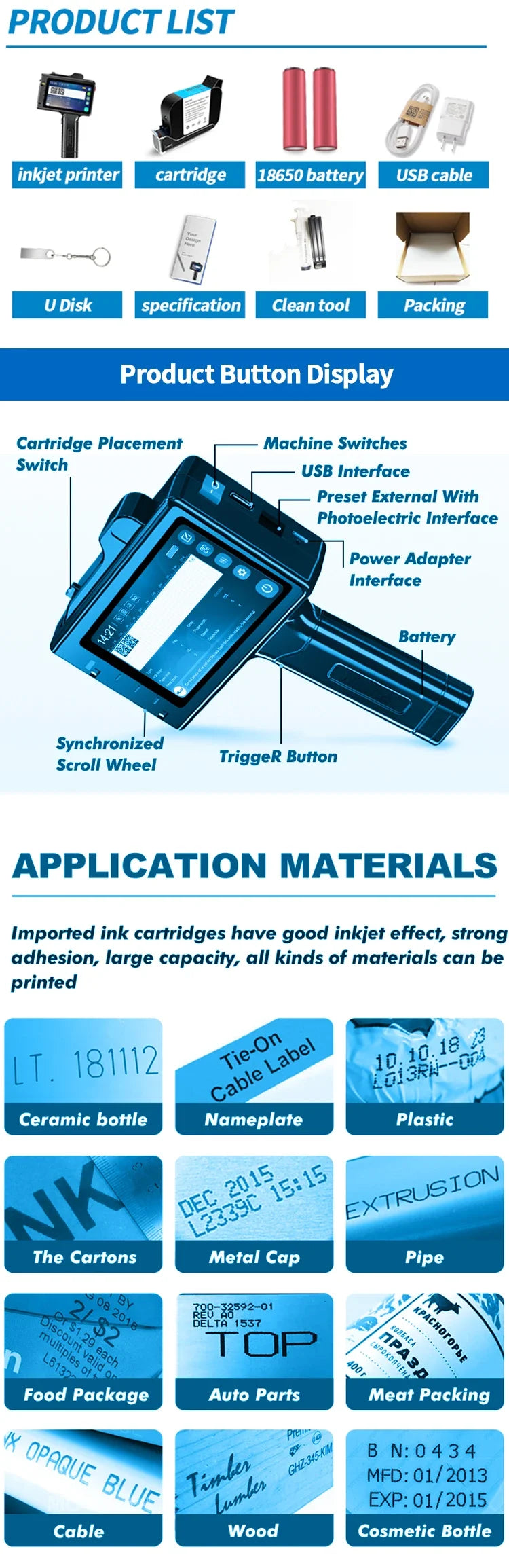Handheld inkjet printer